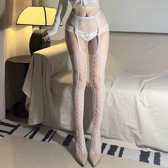 4 pieces Fishnet Stockings , Feminine Ensemble Tights, Christmas Party Outfit - Picture 15 of 15